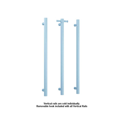 THERMOGROUP ROUND VERTICAL HEATED SINGLE TOWEL RAIL HORIZON BLUE 900MM