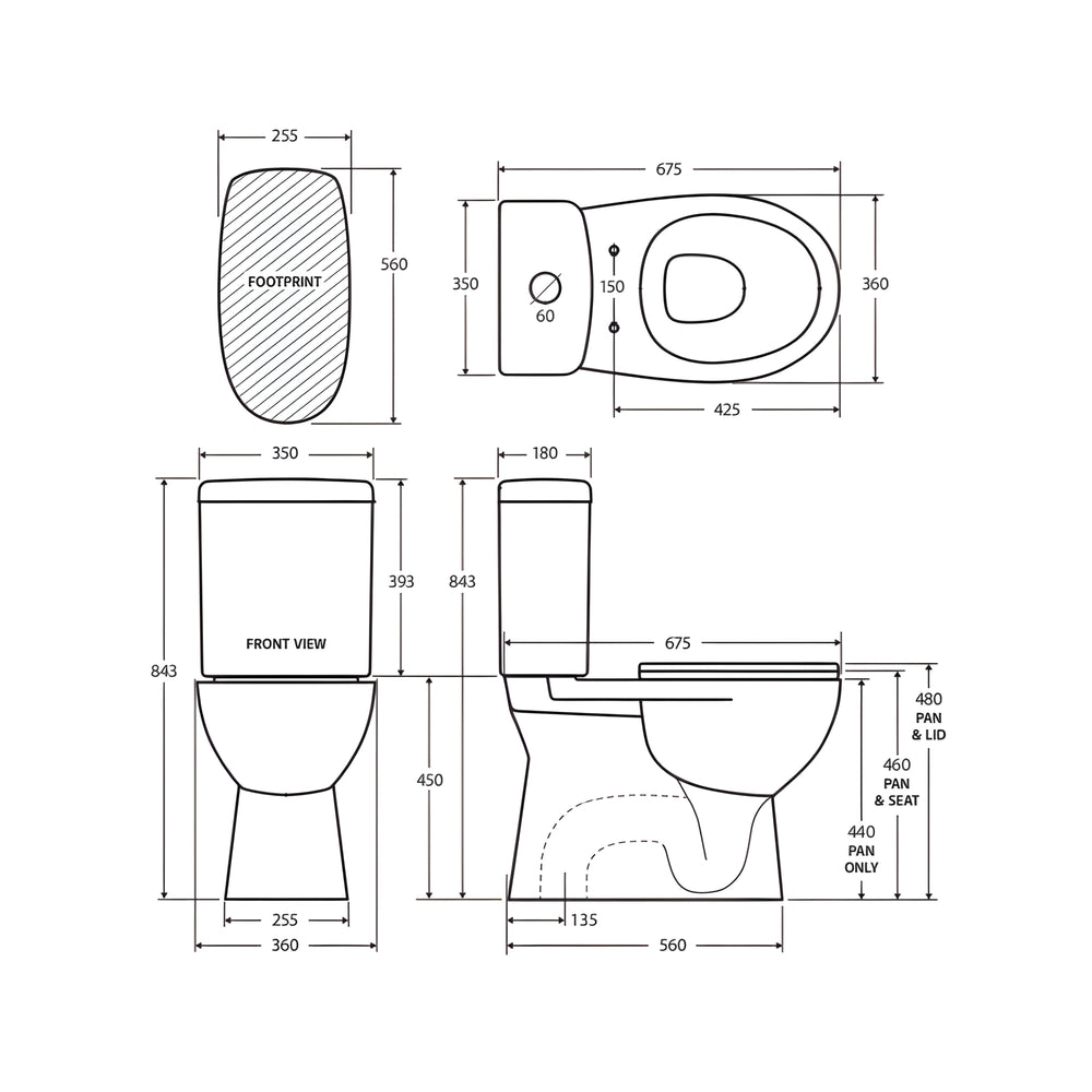 FIENZA STELLA CLOSE COUPLED RIMLESS TOILET SUITE GLOSS WHITE WITH S-TRAP