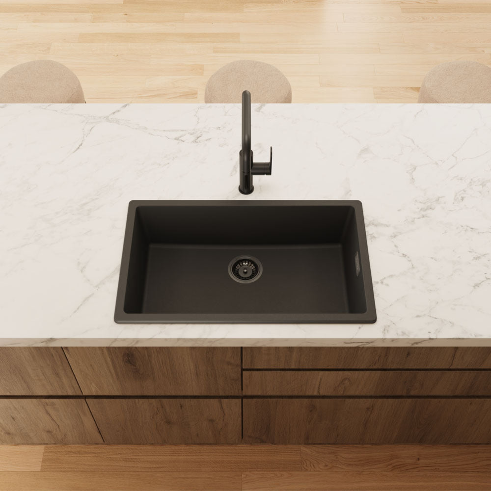 FIENZA KURO GRANITE SINGLE BOWL KITCHEN SINK WITH DRAINER 750MM