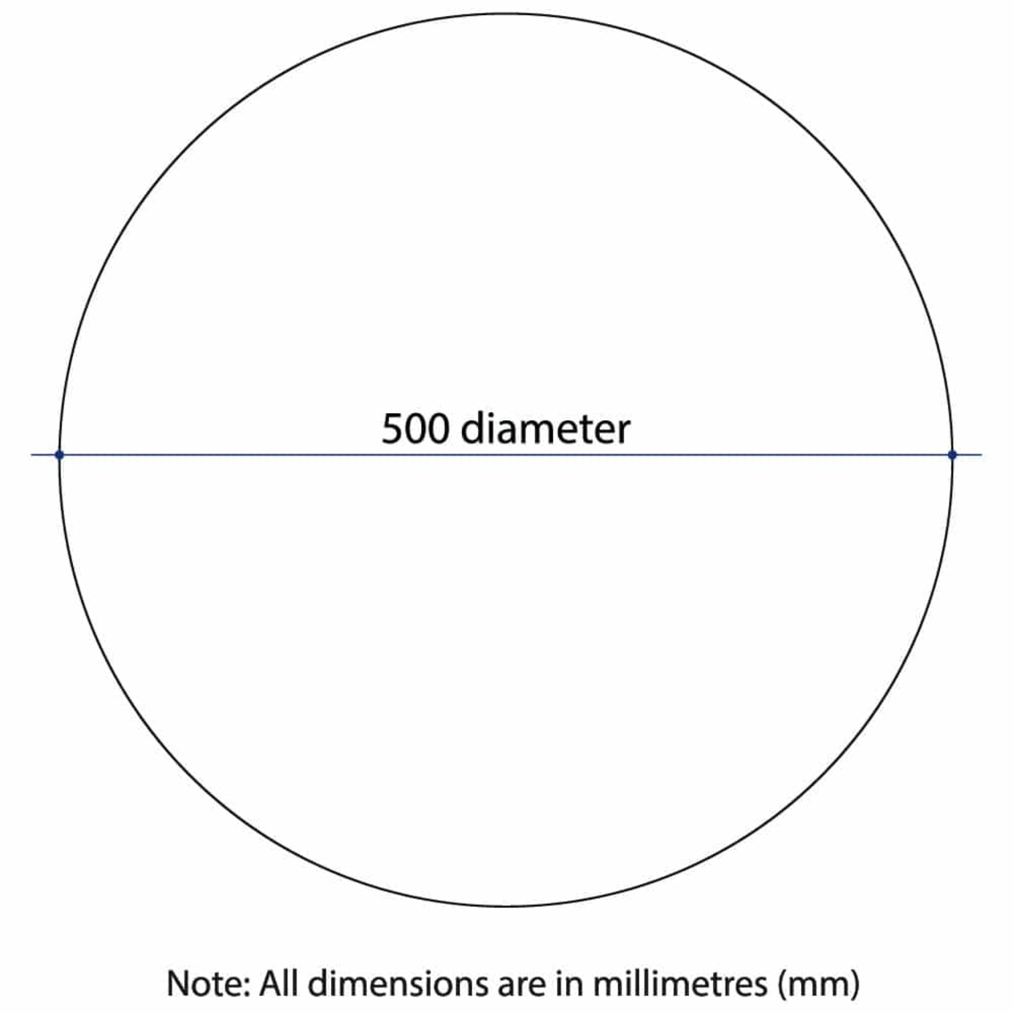 THERMOGROUP ABLAZE RIO FRAMELESS ROUND POLISHED EDGE MIRROR WITH DEMISTER 500MM