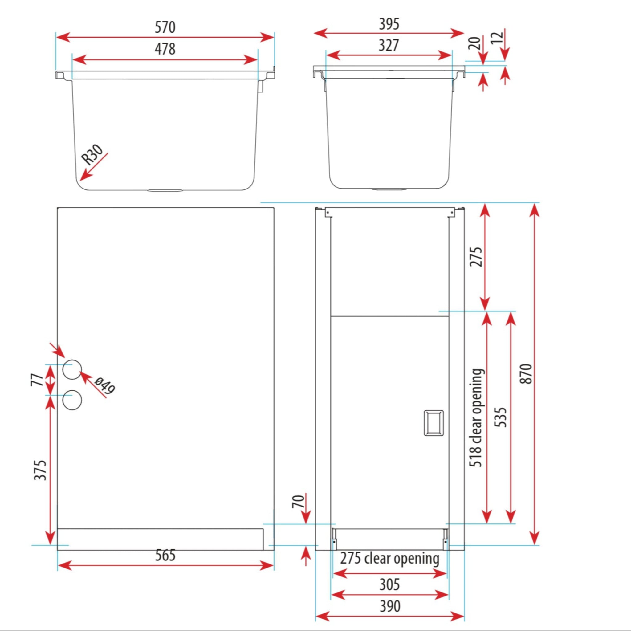 EVERHARD CLASSIC 30L POLYMER AND GALVANISED STEEL LAUNDRY UNIT 395MM WHITE