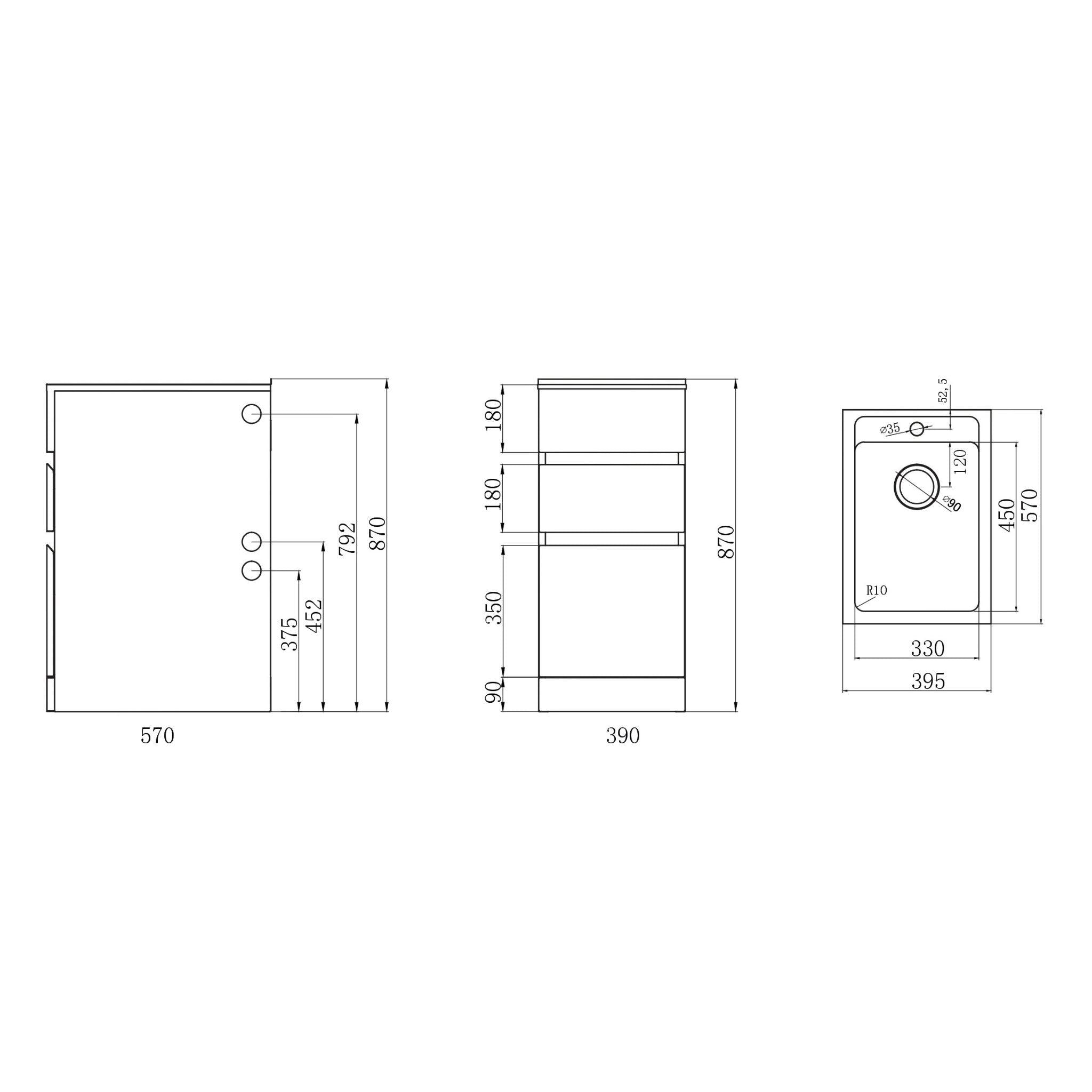 EVERHARD EXCELLENCE 35L DRAWER SYSTEM LAUNDRY UNIT 390MM MATTE BLACK