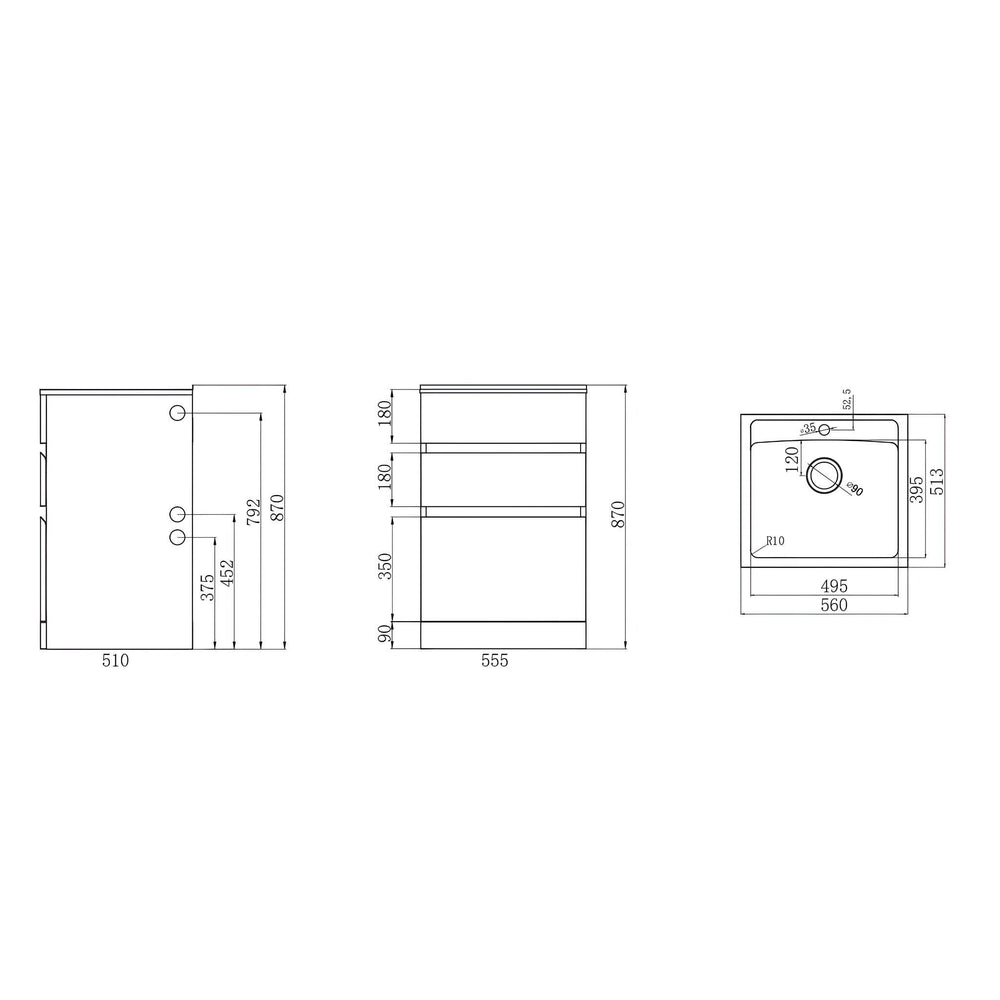 EVERHARD EXCELLENCE 45L DRAWER SYSTEM LAUNDRY UNIT 555MM MATTE BLACK