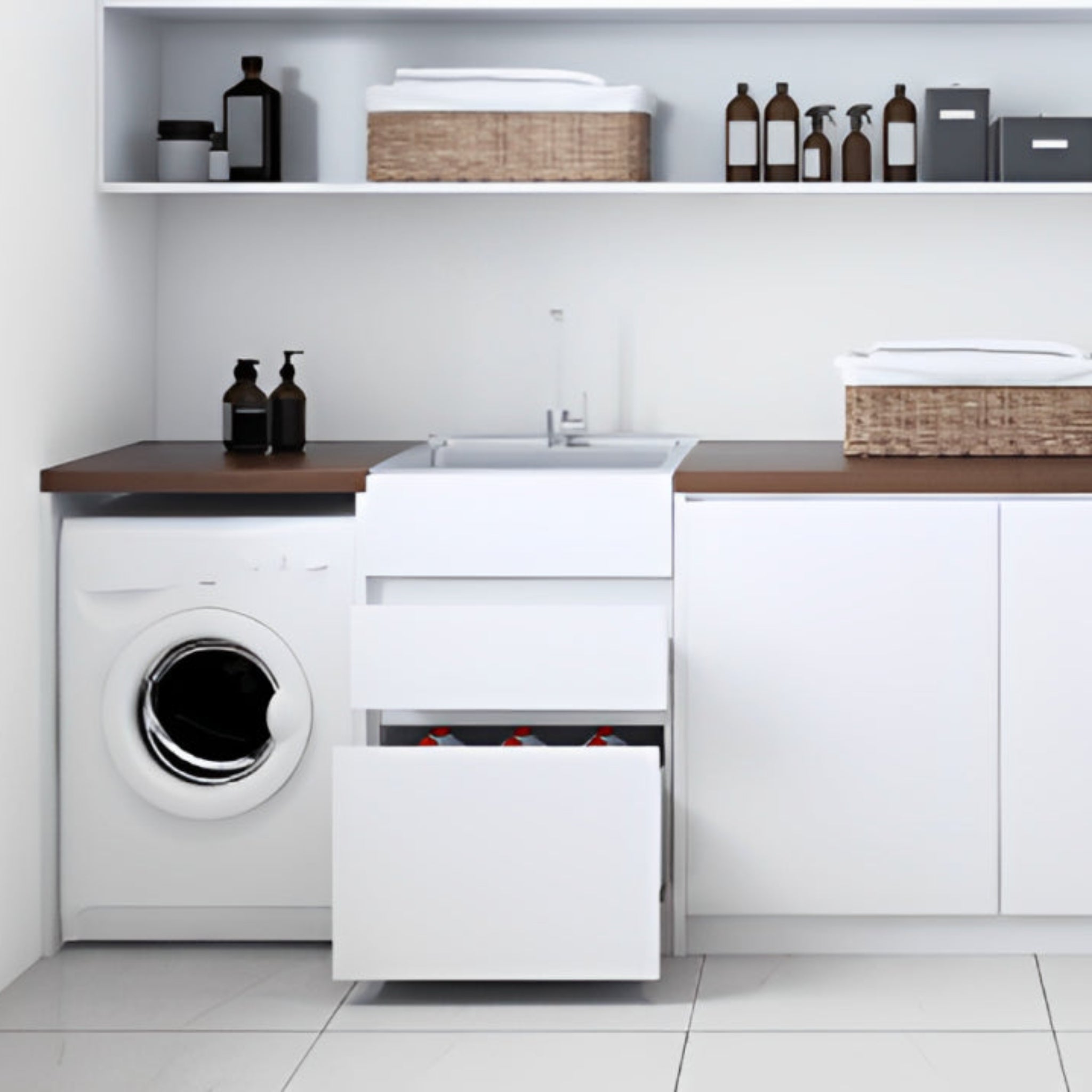 EVERHARD NUGLEAM 45L DRAWER SYSTEM LAUNDRY UNIT 560MM WHITE