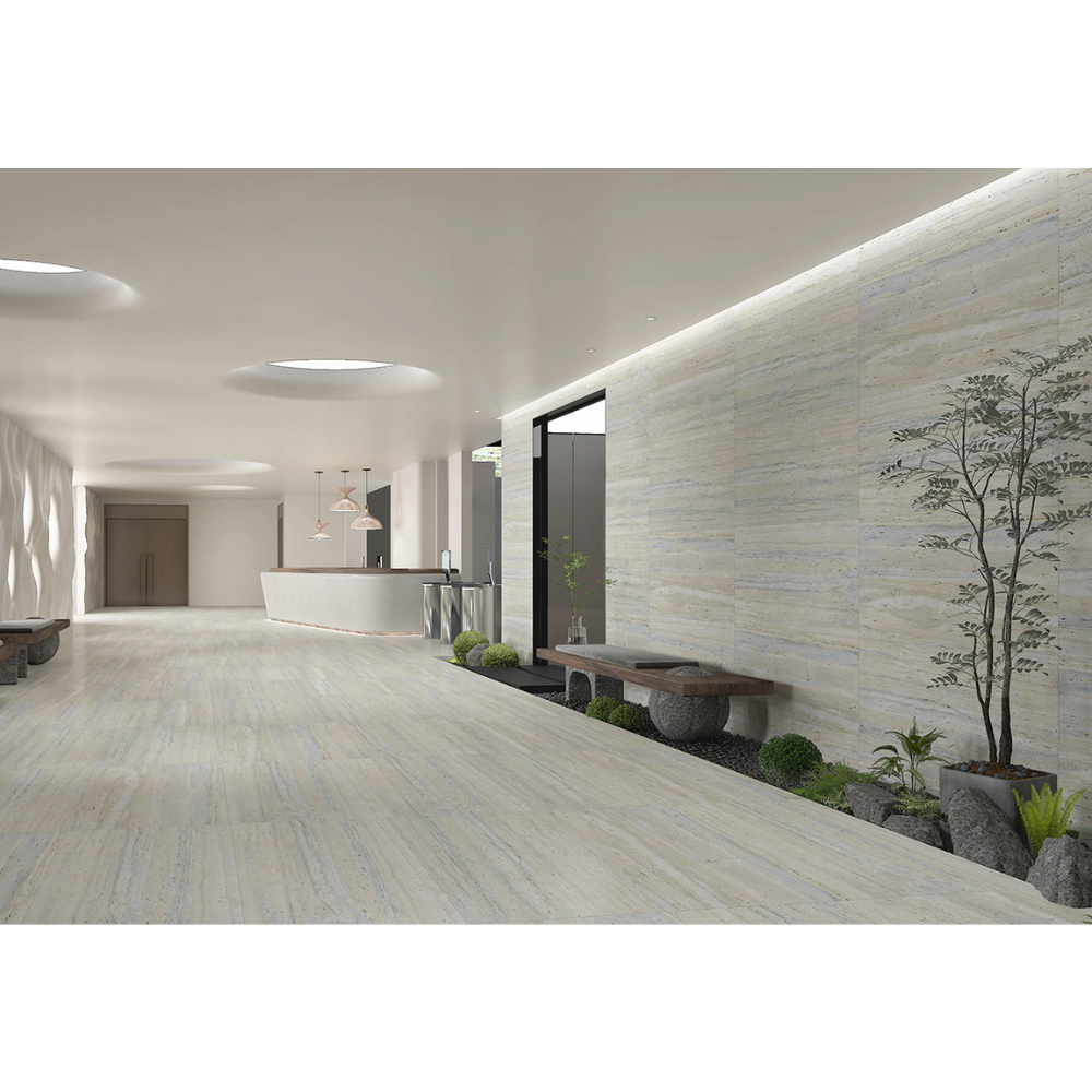 EVERSTONE EUROMARMO TRAVERTINE SILVER GOLD MATTE 1200X600MM RECTANGLE TILE (PER BOX)