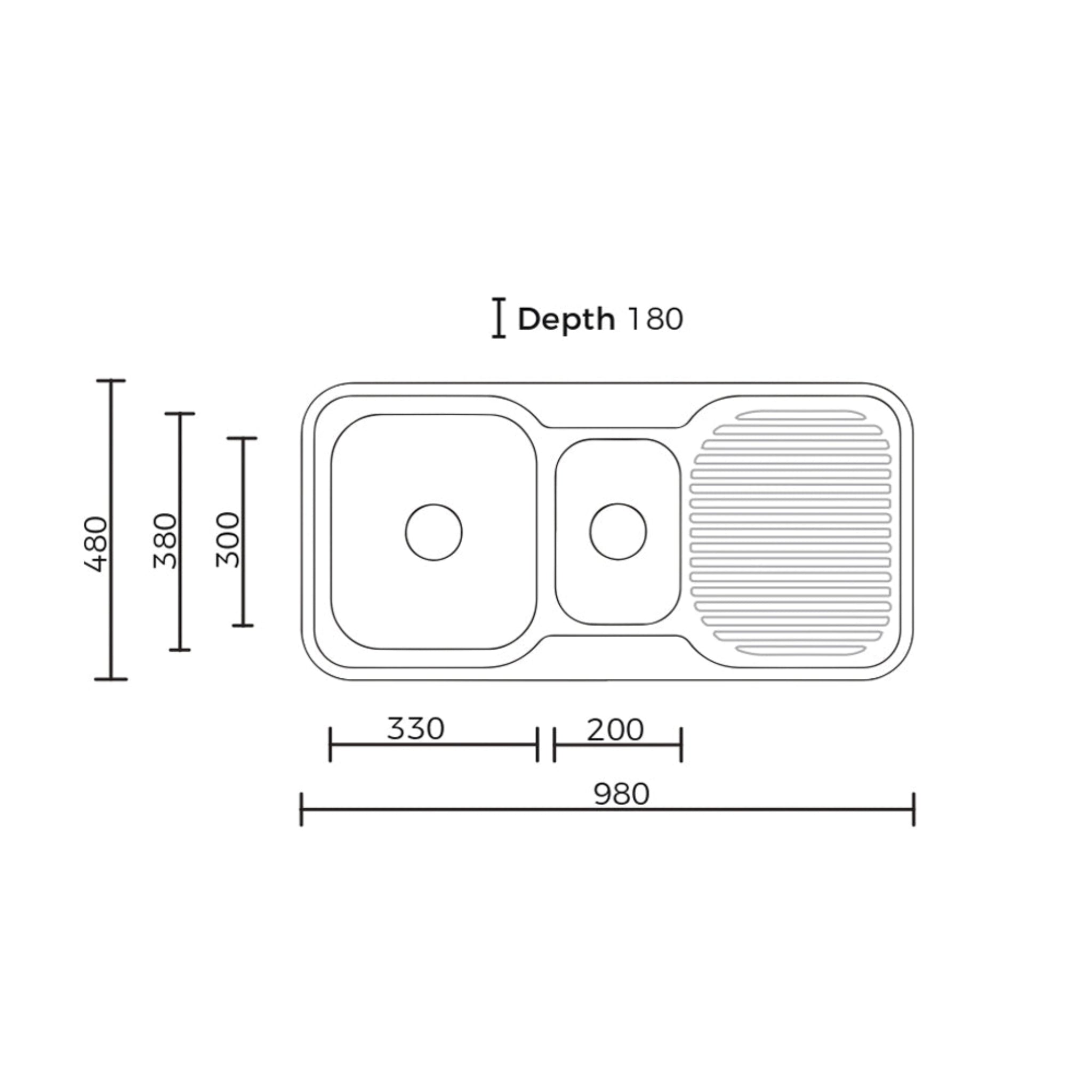 EVERHARD CLASSIC STANDARD 1.5 BOWL & DRAINER KITCHEN SINK STAINLESS STEEL 980MM