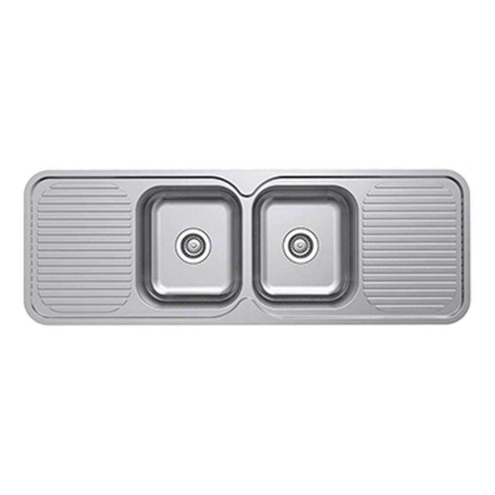 EVERHARD CLASSIC STANDARD 2 BOWL & 2 DRAINER KITCHEN SINK STAINLESS STEEL 1380MM