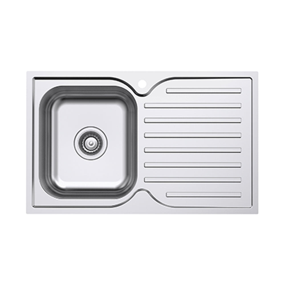 EVERHARD CLASSIC SQUARE SINGLE BOWL & DRAINER KITCHEN SINK STAINLESS STEEL 780MM