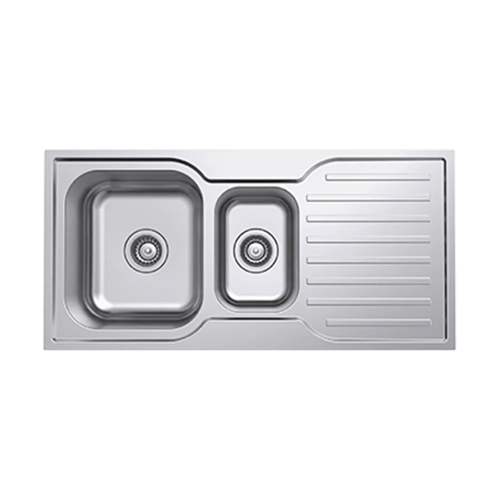 EVERHARD CLASSIC SQUARE 1.5 BOWL & DRAINER KITCHEN SINK STAINLESS STEEL 980MM