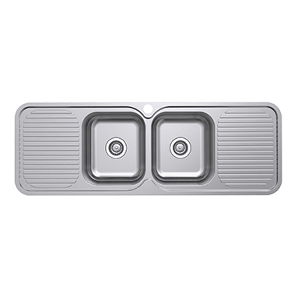 EVERHARD CLASSIC STANDARD 2 BOWL & 2 DRAINER KITCHEN SINK STAINLESS STEEL 1380MM