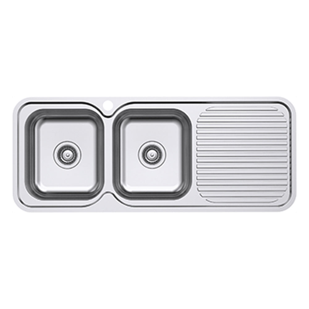 EVERHARD CLASSIC STANDARD 2 BOWL & DRAINER KITCHEN SINK STAINLESS STEEL 1180MM