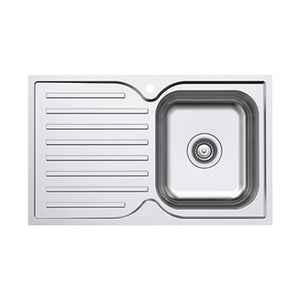EVERHARD CLASSIC SQUARE SINGLE BOWL & DRAINER KITCHEN SINK STAINLESS STEEL 780MM