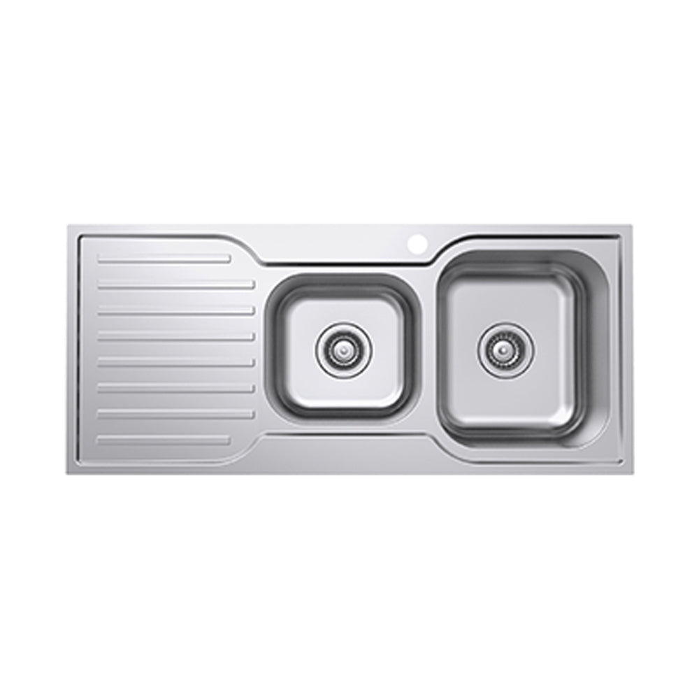 EVERHARD CLASSIC SQUARE 1.75 BOWL & DRAINER KITCHEN SINK STAINLESS STEEL 1080MM