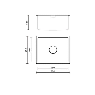 EVERHARD EXCELLENCE SQUARELINE 32L UTILITY LAUNDRY SINK STAINLESS STEEL 510MM