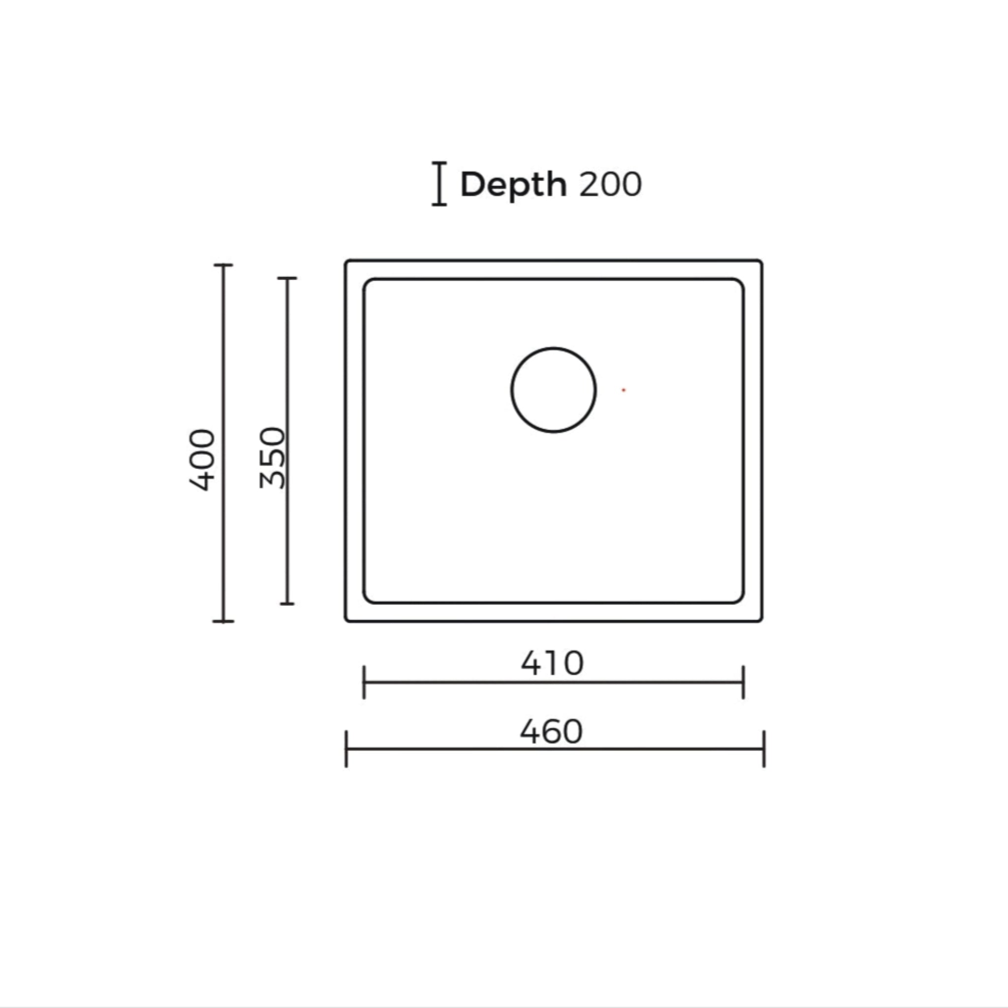 EVERHARD EXCELLENCE SQUARELINE SINGLE BOWL KITCHEN SINK STAINLESS STEEL 460MM