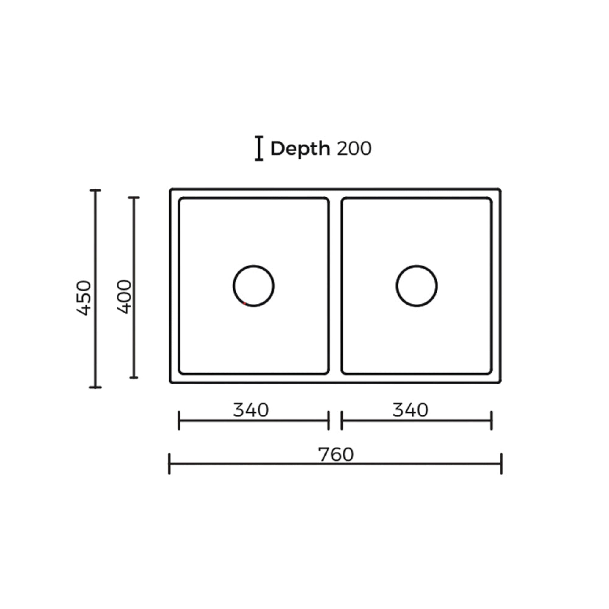 EVERHARD EXCELLENCE SQUARELINE DOUBLE BOWL KITCHEN SINK STAINLESS STEEL 760MM