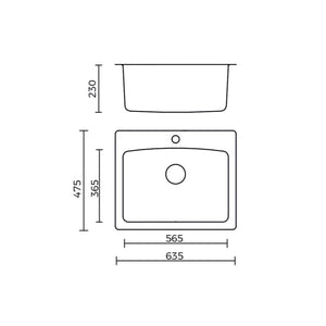 EVERHARD NUGLEAM 45L UTILITY LAUNDRY SINK STAINLESS STEEL 635MM