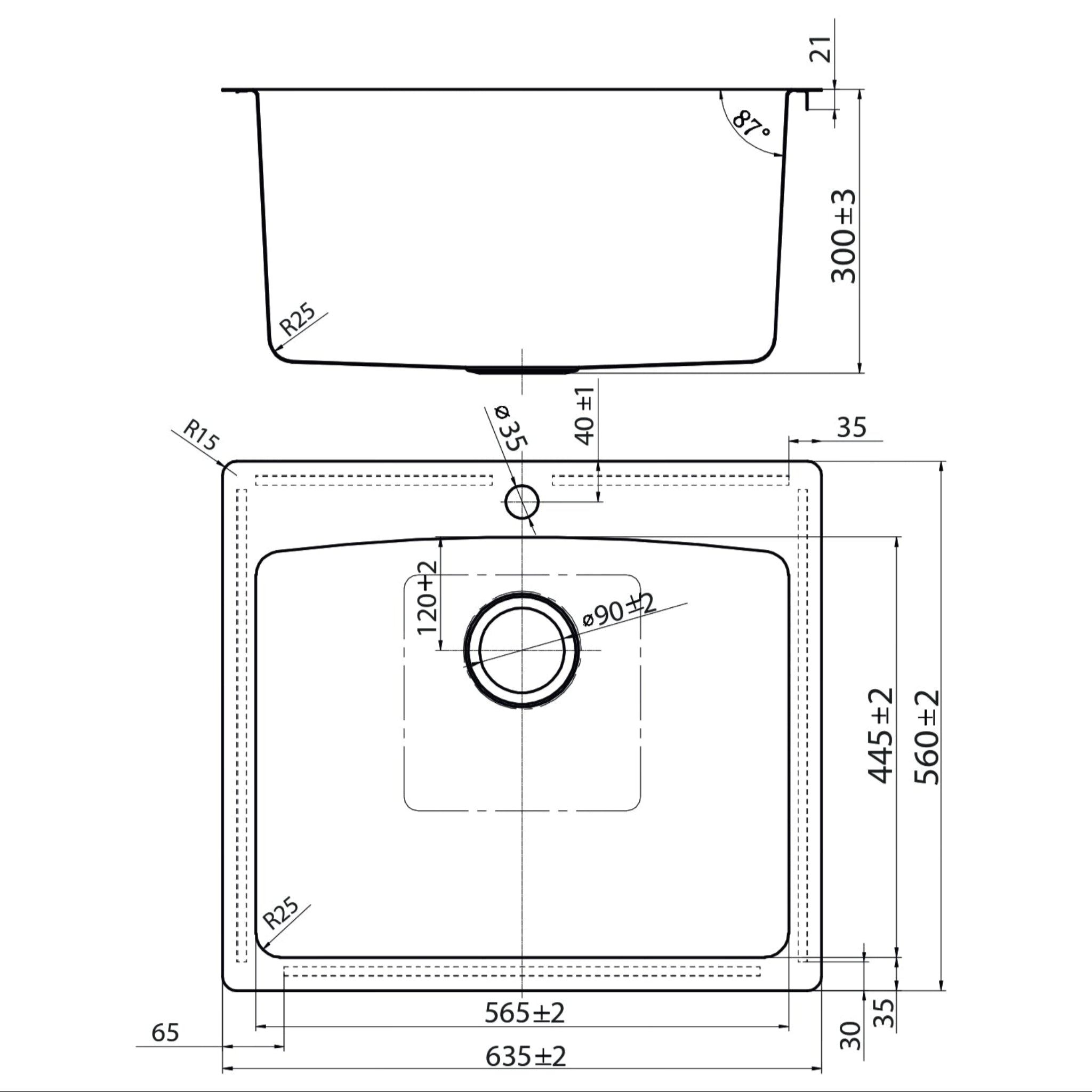 EVERHARD NUGLEAM 70L UTILITY LAUNDRY SINK STAINLESS STEEL 635MM