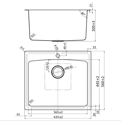 EVERHARD NUGLEAM 70L UTILITY LAUNDRY SINK STAINLESS STEEL 635MM