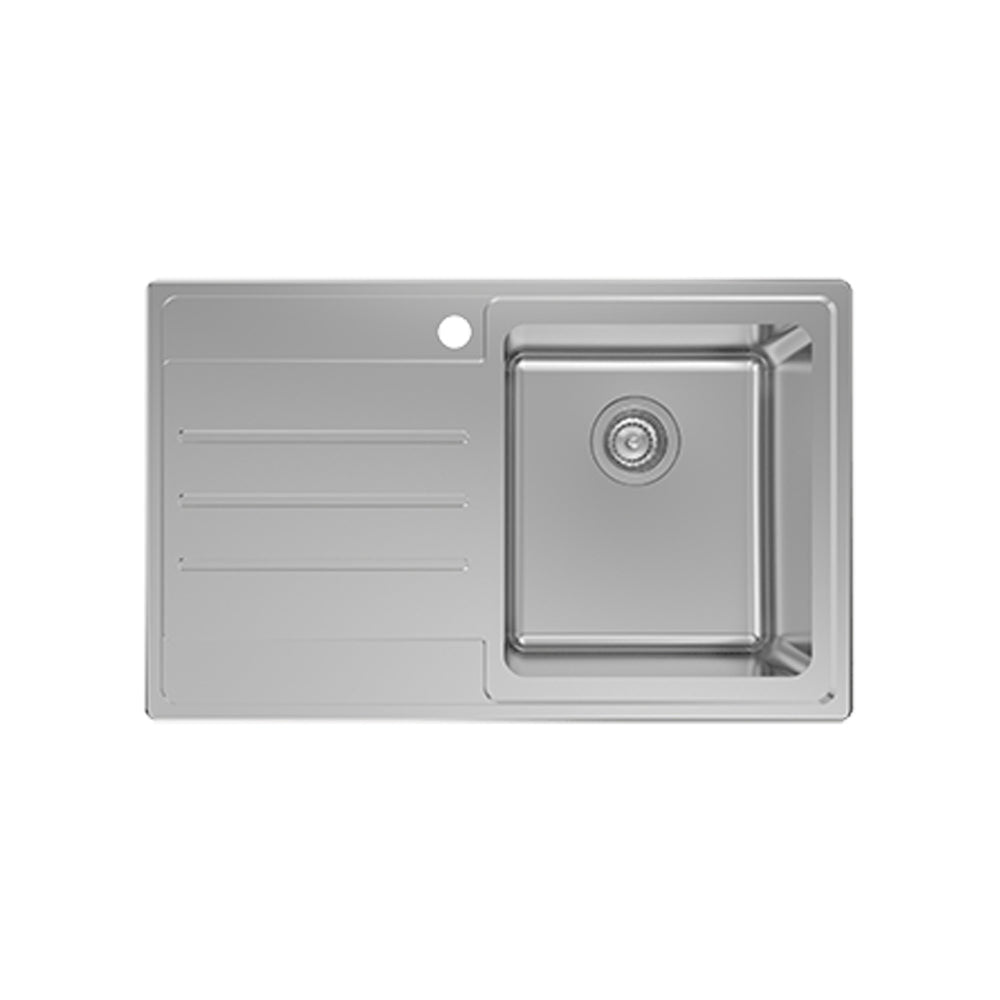 EVERHARD NUGLEAM EDGE SINGLE BOWL & DRAINER KITCHEN SINK STAINLESS STEEL 800MM