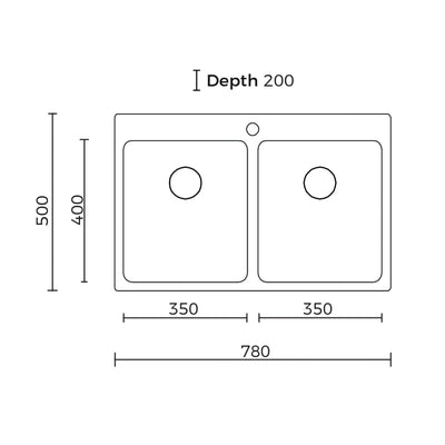 EVERHARD NUGLEAM EDGE DOUBLE BOWL KITCHEN SINK STAINLESS STEEL 780MM