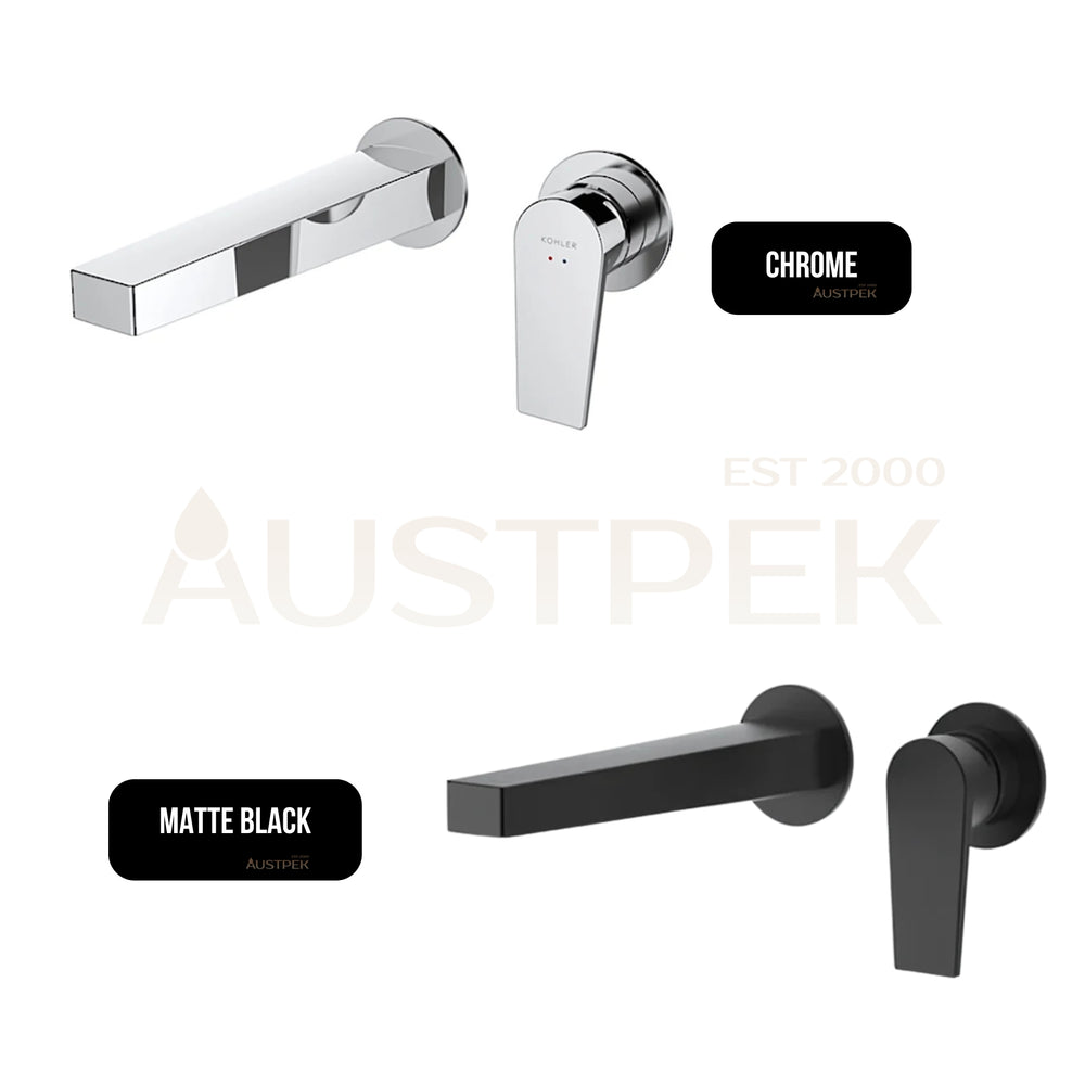 KOHLER TAUT WALL BASIN MIXER 200MM MATTE BLACK