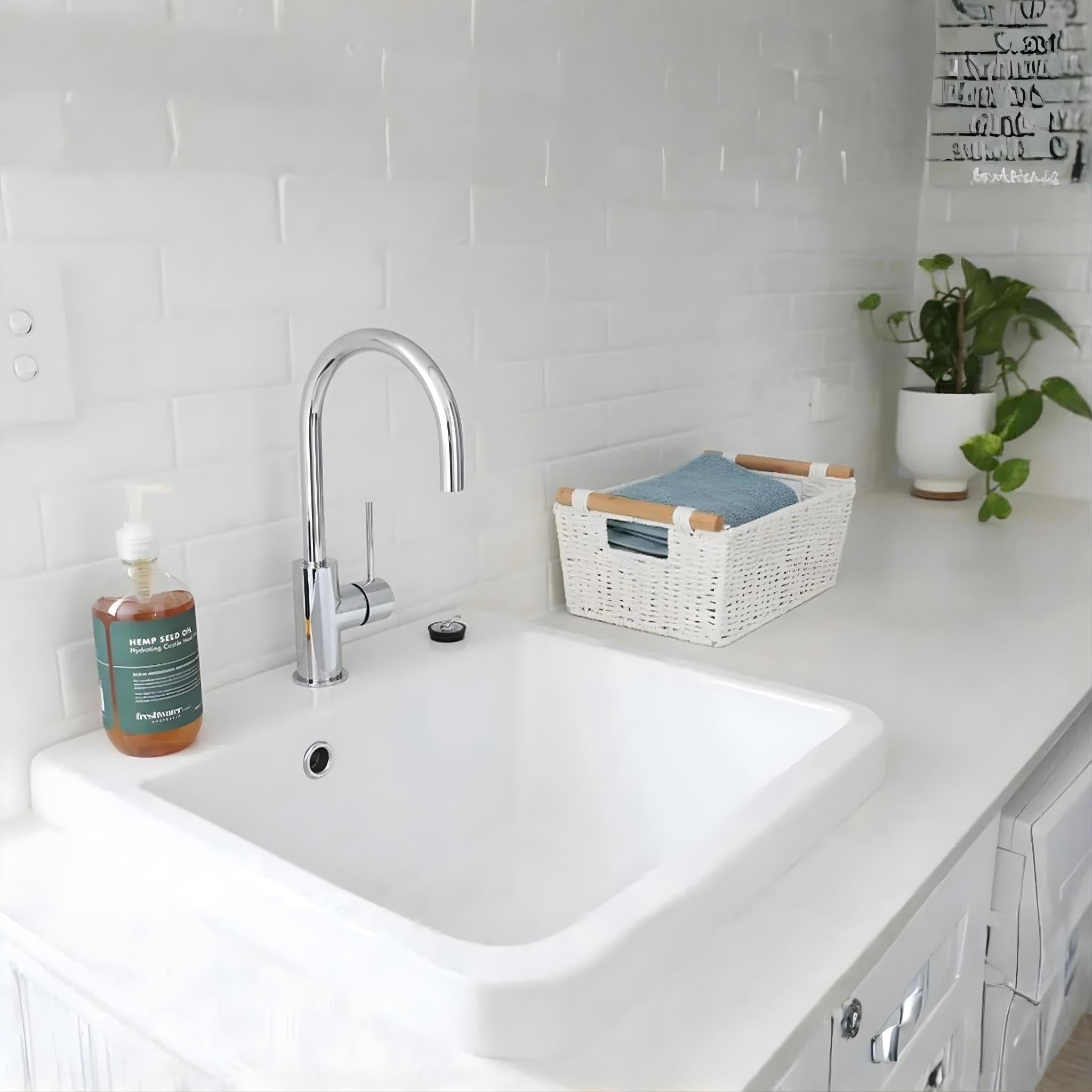 TURNER HASTINGS RAVINE INSET FINE FIRECLAY SINK WITH OVERFLOW GLOSS WHITE 660MM