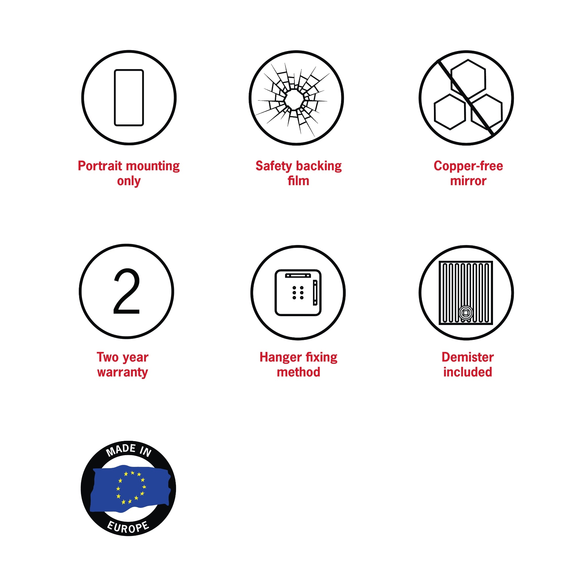 THERMOGROUP ABLAZE ARCH BLACK FRAMED MIRROR WITH DEMISTER 500X800MM