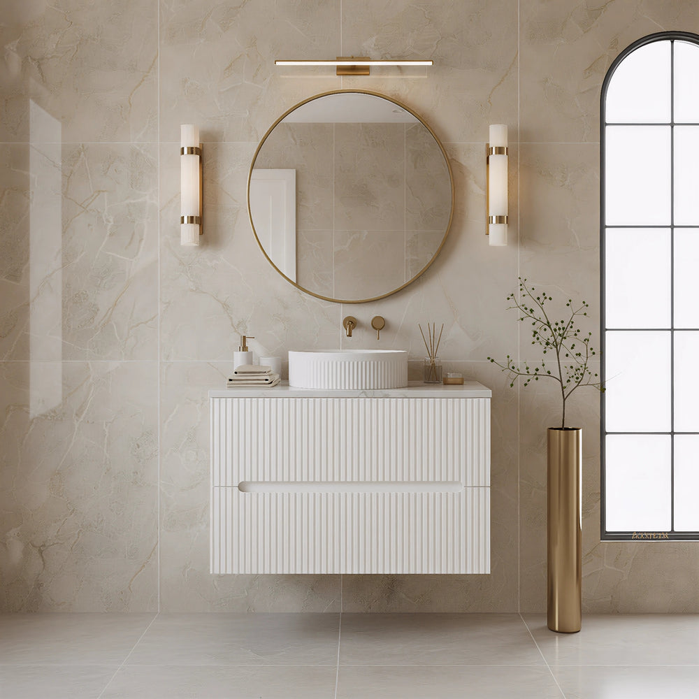 LUKKA CABARITA MODERN MATTE WHITE 750MM SINGLE BOWL WALL HUNG VANITY