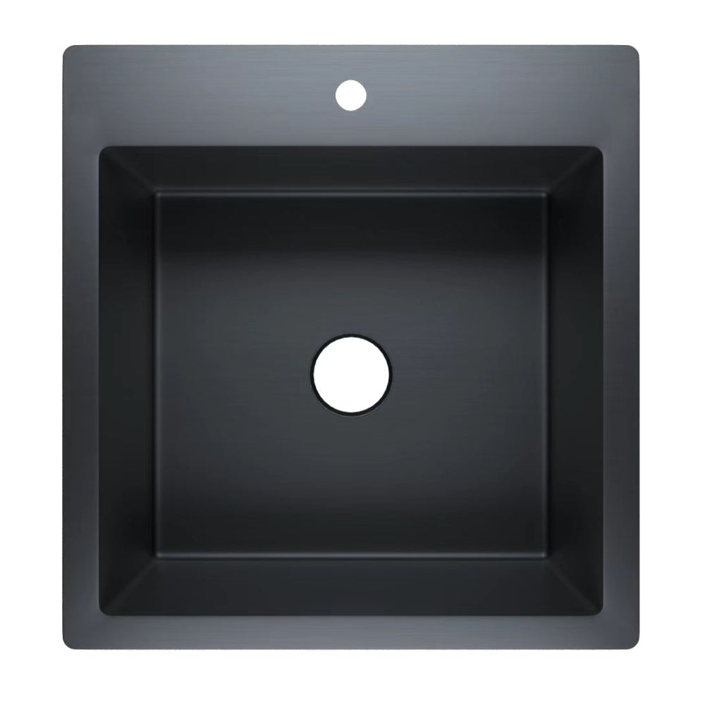 IKON CORA SINGLE BOWL LAUNDRY SINK ABOVE MOUNT MATTE BLACK 430MM