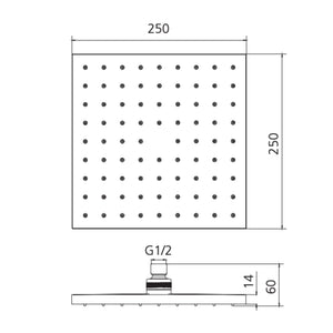 OLIVERI MONACO SHOWER ROSE 250MM BRUSHED NICKEL