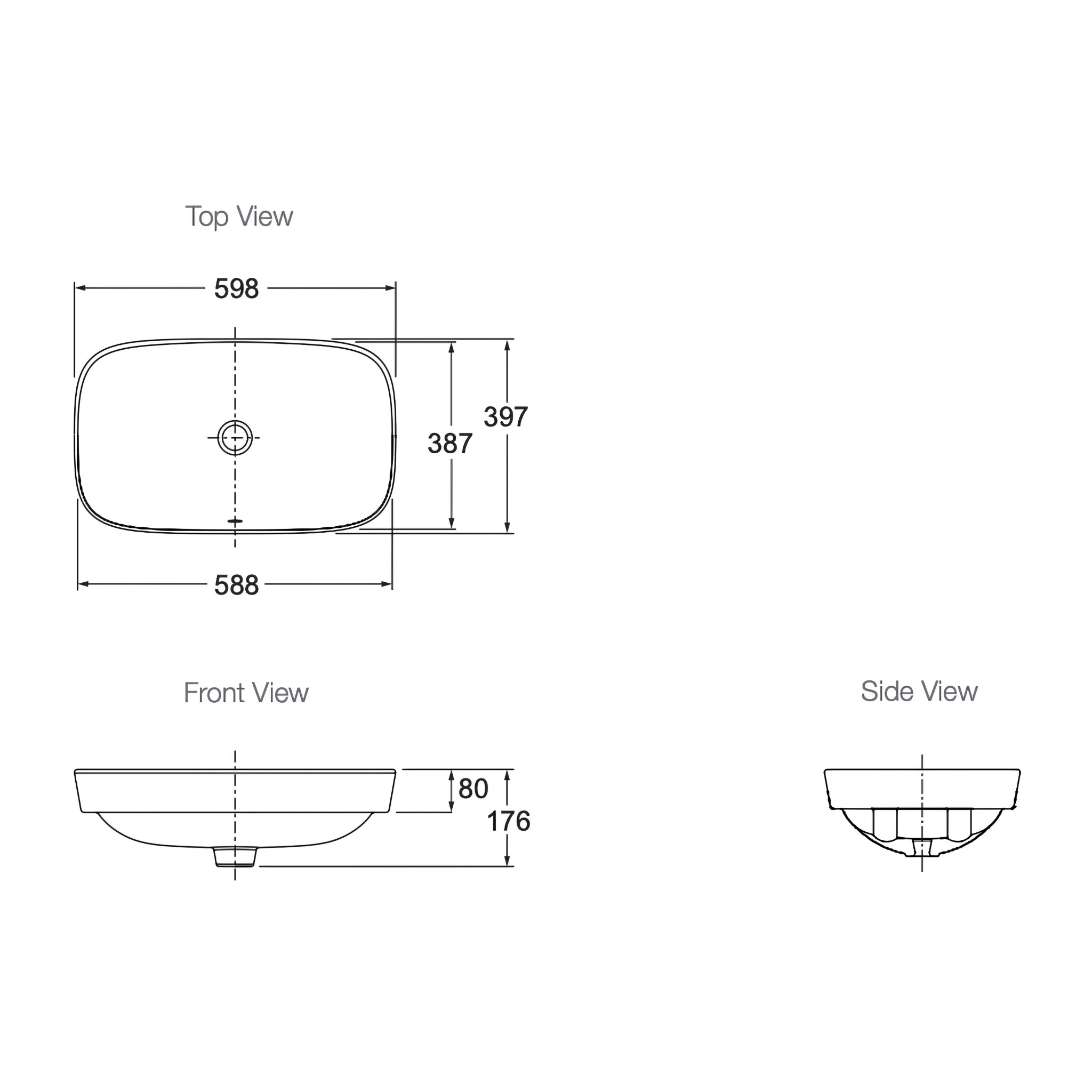 KOHLER MODERNLIFE ABOVE COUNTER BASIN GLOSS WHITE 600MM