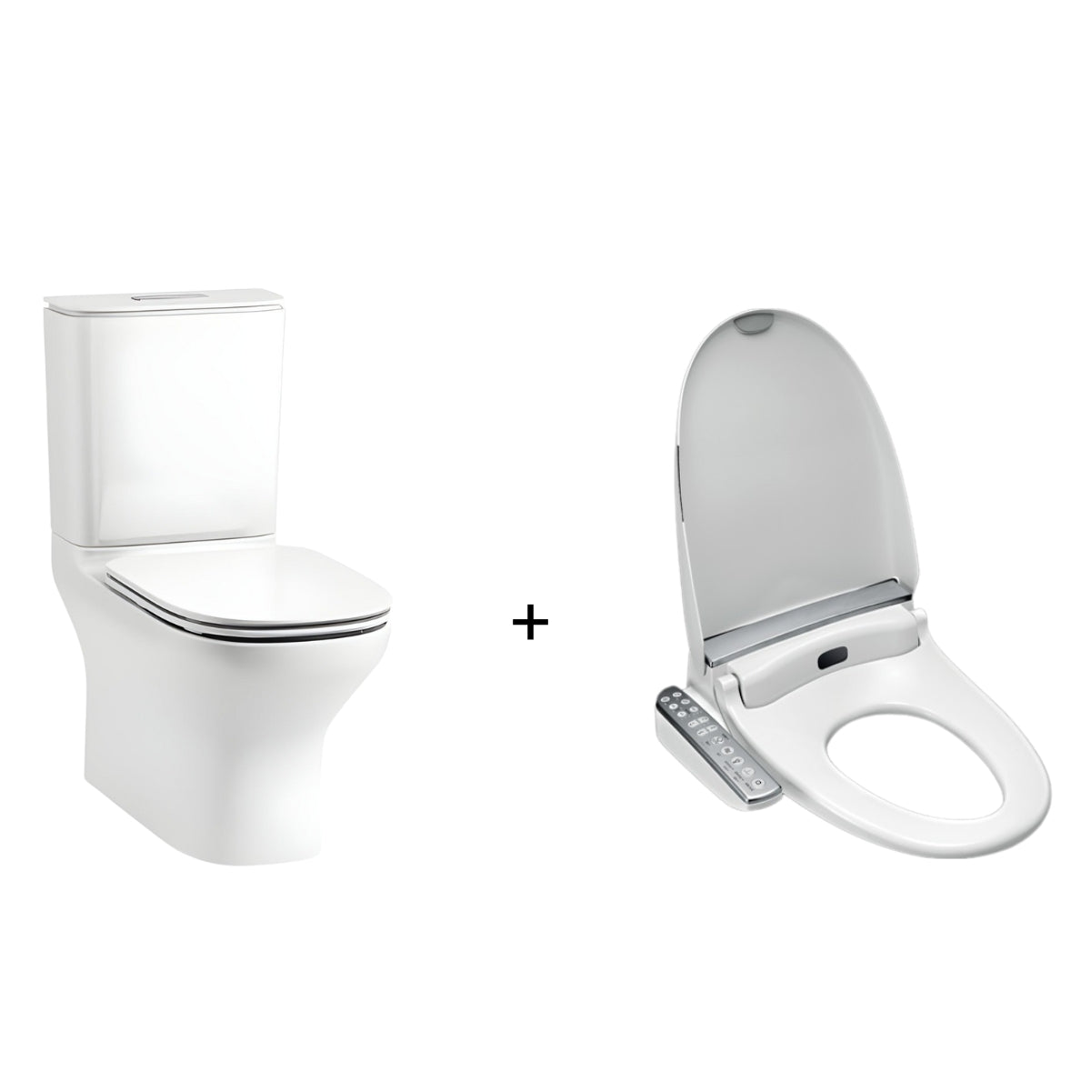KOHLER ELECTRONIC BIDET SEAT W/ SIDE CONTROL AND MODERNLIFE BACK TO WALL TOILET PACKAGE ELONGATED GLOSS WHITE