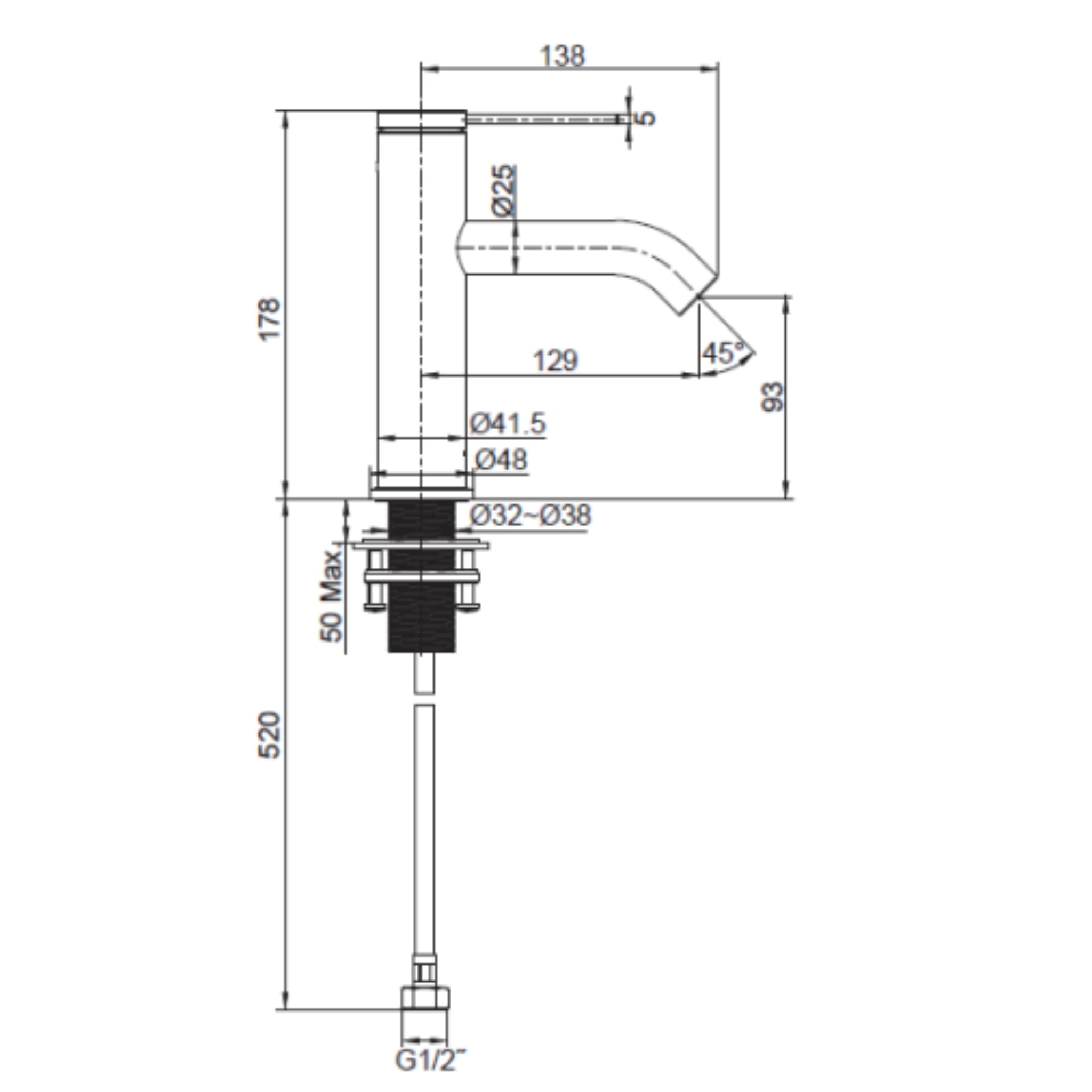 KOHLER COMPONENTS BASIN MIXER 178MM BRUSHED BRASS