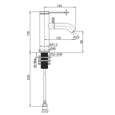 KOHLER COMPONENTS BASIN MIXER 178MM BRUSHED NICKEL