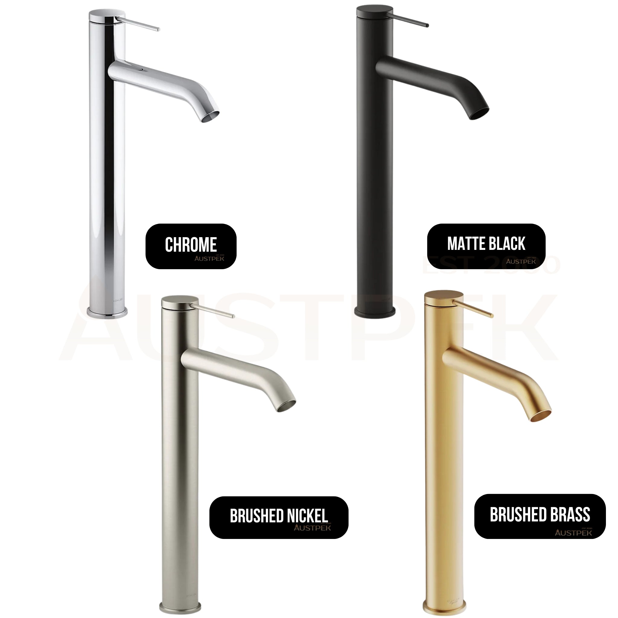 KOHLER COMPONENTS SUPER TALL BASIN MIXER 355MM BRUSHED BRASS