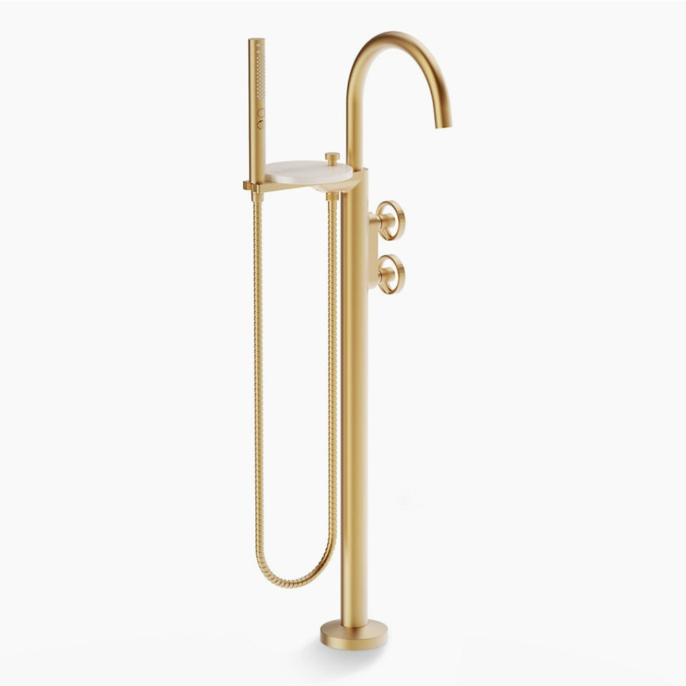 KOHLER COMPONENTS FREESTANDING BATH MIXER WITH HAND SHOWER BRUSHED BRASS