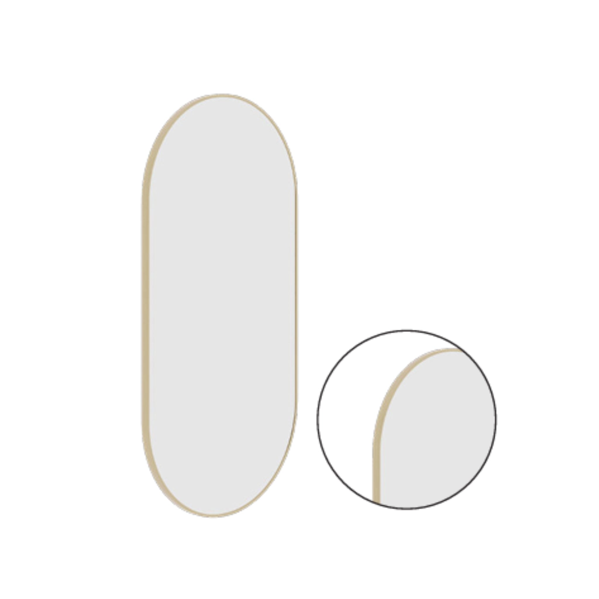 THERMOGROUP ABLAZE PILL GOLD FRAMED MIRROR WITH DEMISTER 500X1000MM