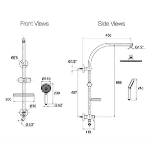 KOHLER HYDRORAIL STANDARD ROUND SHOWER SYSTEM CHROME