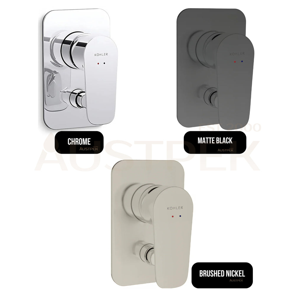 KOHLER ALEO-S SHOWER AND BATH DIVERTER MIXER FULL KIT 100MM MATTE BLACK