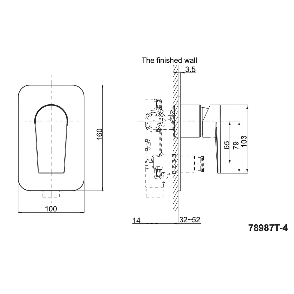 KOHLER TAUT SHOWER AND BATH DIVERTER MIXER FULL KIT 100MM MATTE BLACK