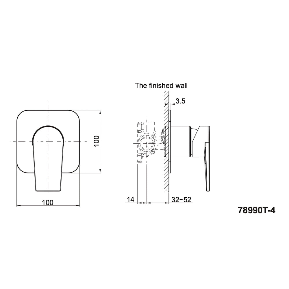 KOHLER TAUT SHOWER / BATH MIXER FULL KIT 100MM CHROME