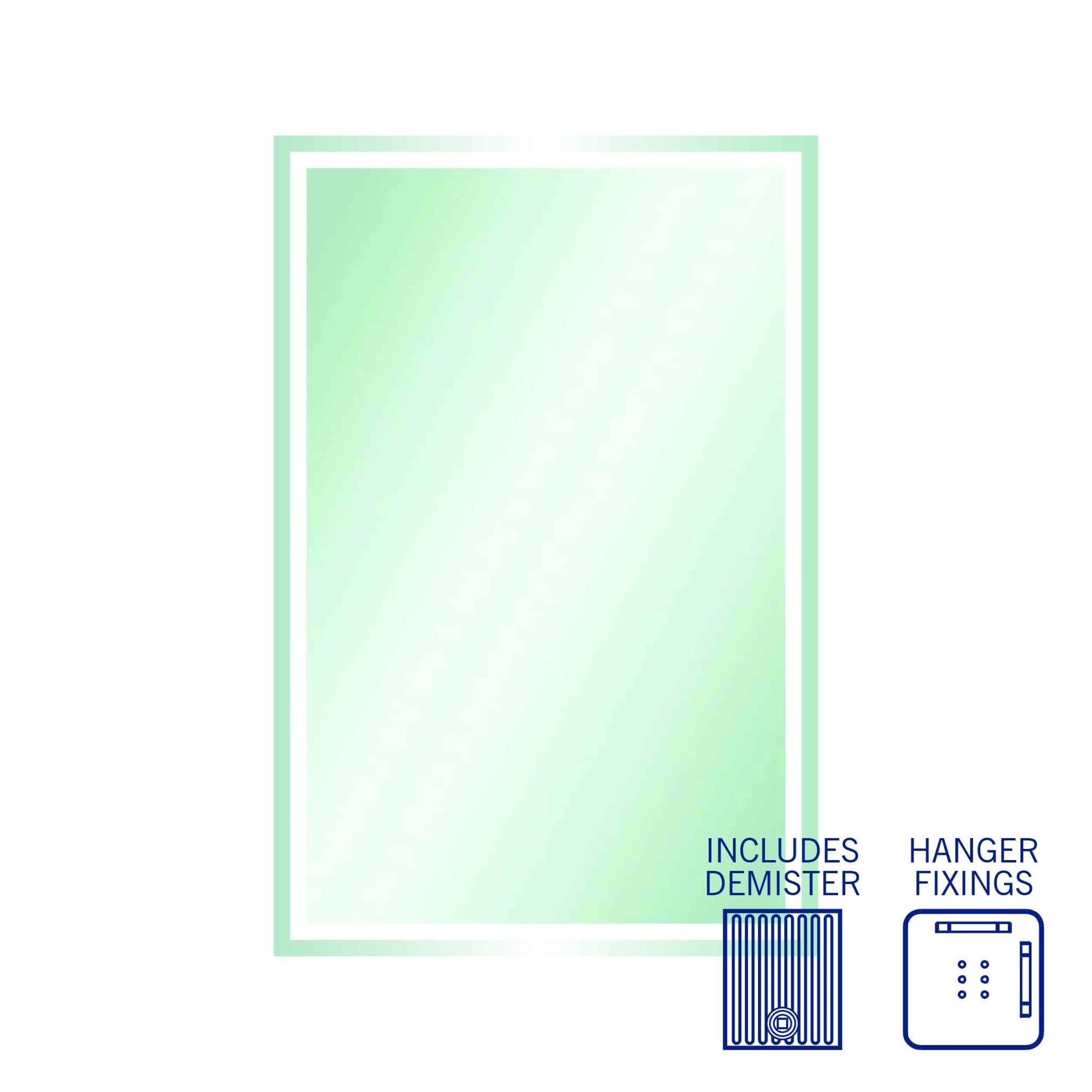 THERMOGROUP ABLAZE RECTANGLE MIRROR SANDBLASTED BORDER WITH DEMISTER 800X1200MM