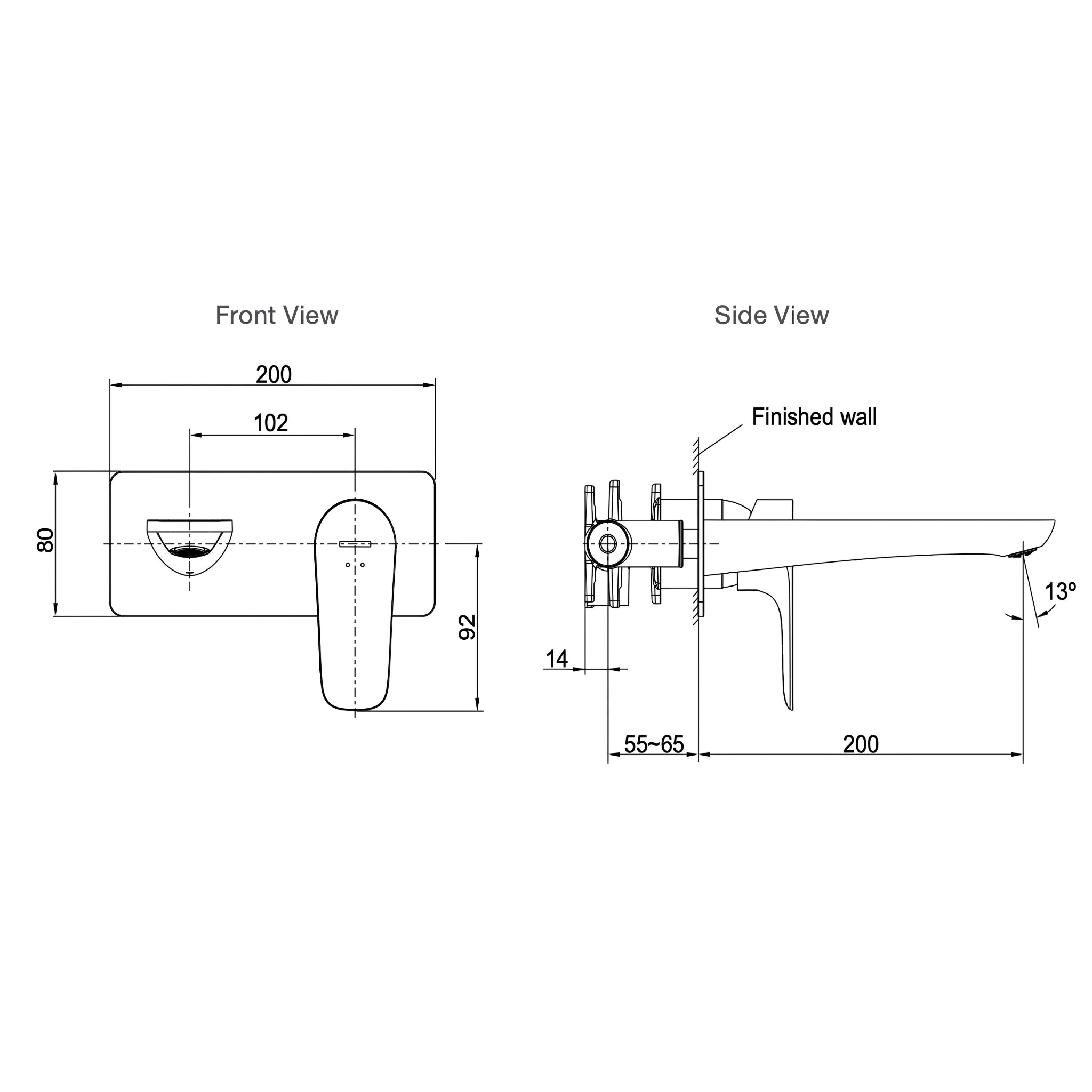 KOHLER ALEO WALL BASIN MIXER 200MM CHROME