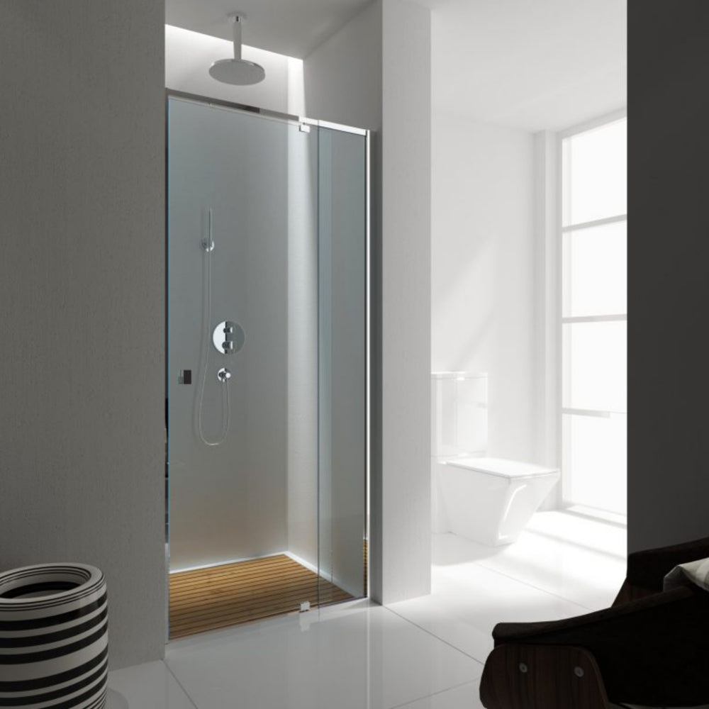 BELLA VISTA OLIVIA SEMI FRAMED PIVOT DOOR FRONT ONLY SHOWER SCREEN CHROME