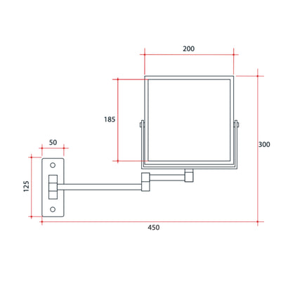 THERMOGROUP ABLAZE SQUARE 1&5X MAGNIFICATION MIRROR MATTE BLACK 185MM