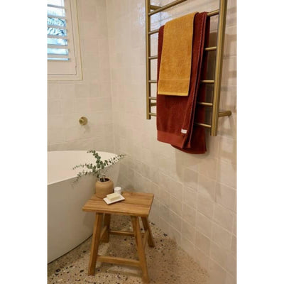 THERMOGROUP ROUND LADDER HEATED TOWEL RAIL BRUSHED GOLD 800MM