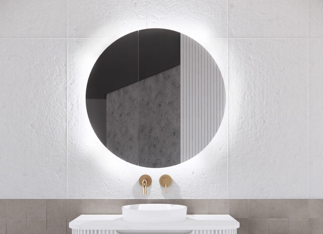 RIVA PARIS MATTE WHITE LED SHAVING CABINET 800X800MM