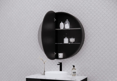 RIVA LONDON MATTE BLACK SHAVING CABINET 800X800MM