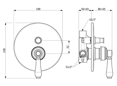 ARMANDO VICARIO PROVINCIAL WALL MIXER WITH DIVERTER CHROME